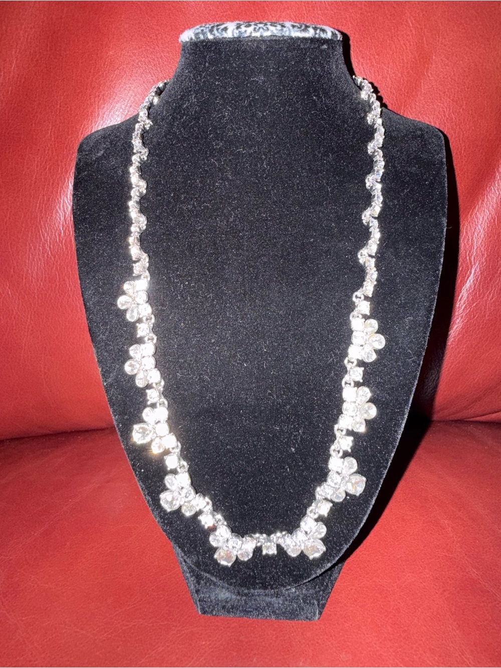Crystal Floral Silver-Tone Necklace - Women Jewelry